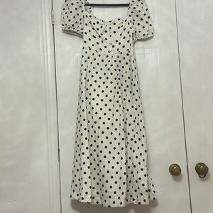 House of Harlow 1960 Black and White Polka Dot Midi Dress